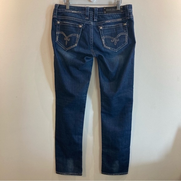 ROCK REVIVAL Sz 30 Kathy Embellished Rhinestone Slim Leg Skinny Mid-Rise Jeans - Picture 13 of 16